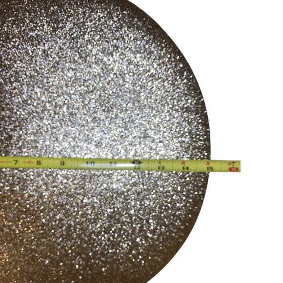 Placemats-Holiday Set of 4 Metallic Glitter Round Placemats 15” Polyvinyl Gold - Picture 4 of 4